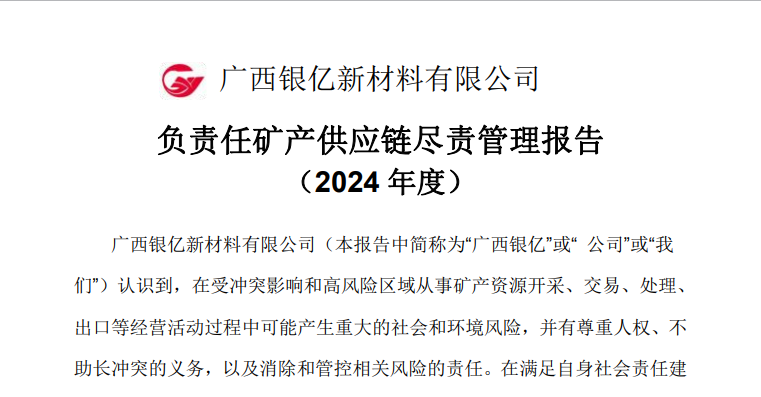 負責任礦產供應鏈盡責管理報告（2024年度）